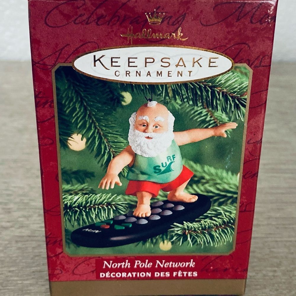 Hallmark North Pole Network Surfing Santa Christmas Vintage Ornament 2000